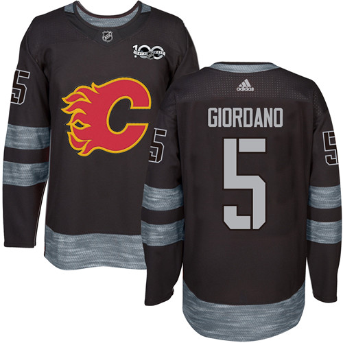 Herren Calgary Flames Eishockey Trikot Mark Giordano #5 Authentic Schwarz 1917-2017 100th Anniversary